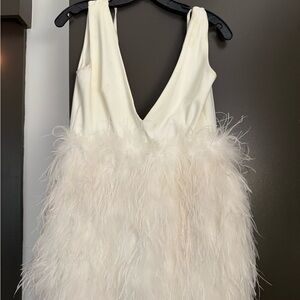 Elegant White Feathered Dress CLUB L LONDON